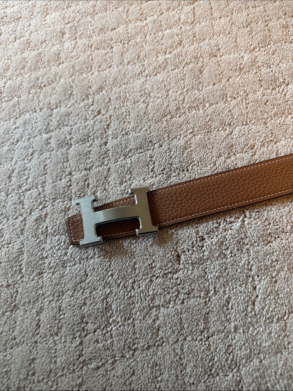 Constance Martelee H Hermes Reversible Belt Leather with Brushed Hardware Medium